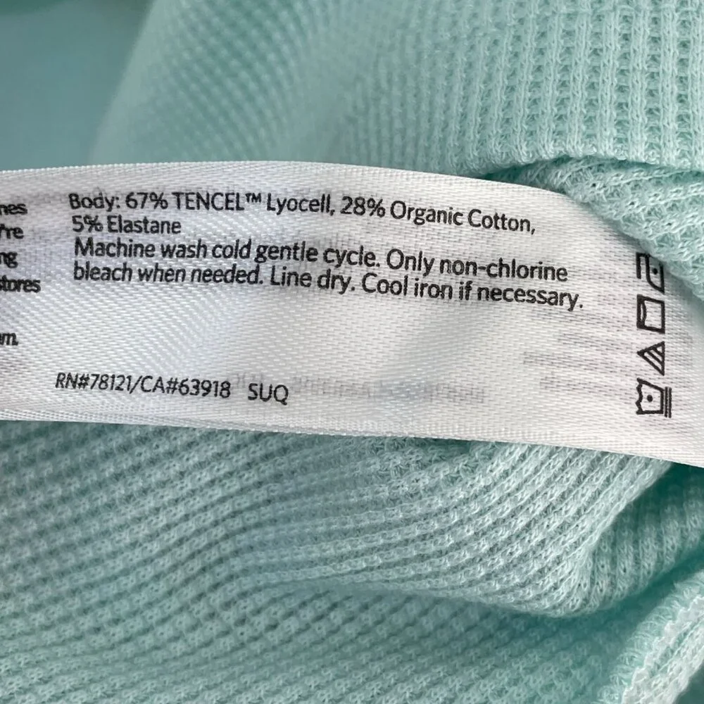 Eileen Fisher Womens XL Cozy Waffle Knit Hooded Top Boxy Fit Pullover‎ Mint